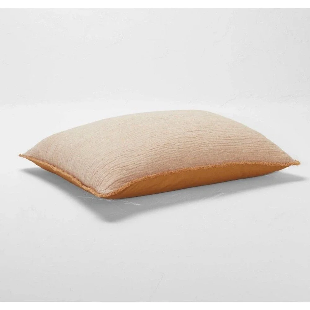Full/Queen Textured Chambray Cotton Duvet Cover & Sham Set Warm Brown - Casaluna